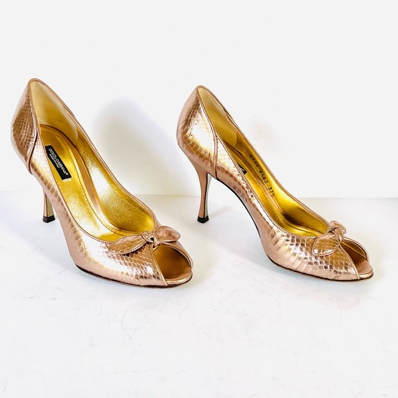 Dolce & Gabbana rose gold snakeskin print heels - Picture 5 of 14